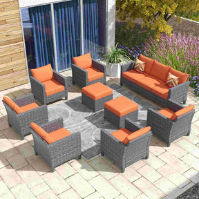 Ovios Patio Conversation Set New Vultros 9-Piece High Back with Cushions