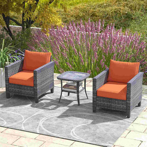 Ovios Patio Chairs New Vultros 3-Piece with Table High Back Square Shape Armrest