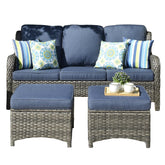 #Color_Grey Wicker Denim Blue Cushion