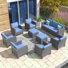 Ovios Patio Conversation Set New Vultros 9-Piece High Back with Cushions