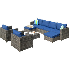 Ovios Outdoor Furniture Bigger Size 9-Piece, King Series, No Assembly Required, with 2 Chairs