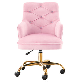 Ovios Plush Velvet Office Chair for Girl or Lady, Vanity Chair and Task Chair with Gold and Sliver Base