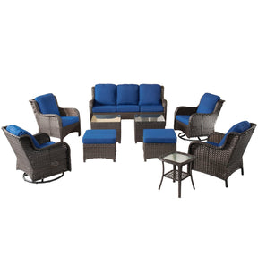 Ovios Patio Conversation Set 10-Piece with Rocking Chairs and Table Kenard