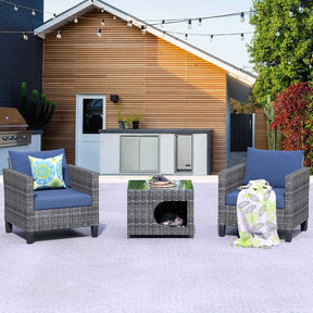 Ovios Patio Chairs New Vultros 3-Piece with Pet Table High Back Square Shape Armrest