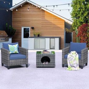Ovios Patio Chairs New Vultros 3-Piece with Pet Table High Back Square Shape Armrest
