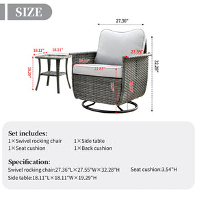 Ovios Rocking Chair Dark Grey Wicker Outdoor Table and Chairs matching Pet Sofa Series