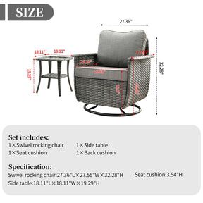 Ovios Rocking Chair Dark Grey Wicker Outdoor Table and Chairs matching Pet Sofa Series