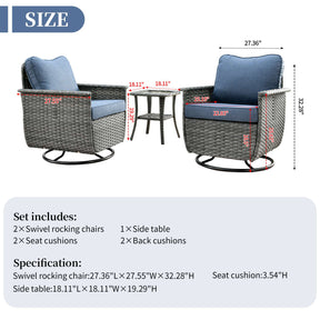 Ovios Rocking Chair Dark Grey Wicker Outdoor Table and Chairs matching Pet Sofa Series