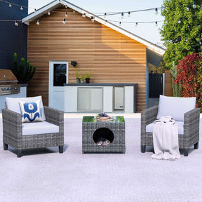 Ovios Patio Chairs New Vultros 3-Piece with Pet Table High Back Square Shape Armrest