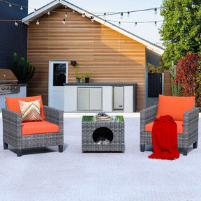 Ovios Patio Chairs New Vultros 3-Piece with Pet Table High Back Square Shape Armrest