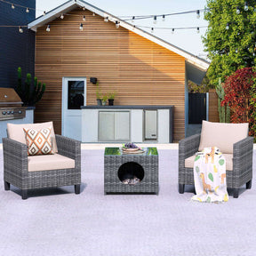 Ovios Patio Chairs New Vultros 3-Piece with Pet Table High Back Square Shape Armrest