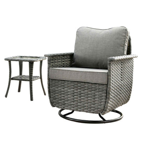 Ovios Rocking Chair Dark Grey Wicker Outdoor Table and Chairs matching Pet Sofa Series