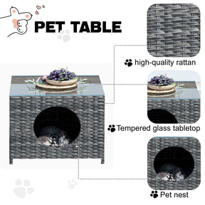 Ovios Outdoor Sectional Furniture 3-Piece with Two Armless Chair and Pet Table