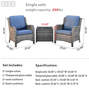 Ovios Outdoor Furniture 3-Piece with Table Kenard Curved Handrest
