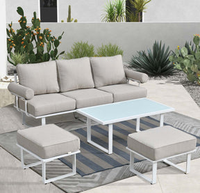 Ovios Patio Bistro Set Outdoor Furniture 4-Piece, Aluminum Frame, 5'' Cushion