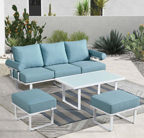 Ovios Patio Bistro Set Outdoor Furniture 4-Piece, Aluminum Frame, 5'' Cushion