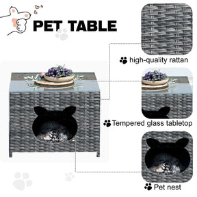 Ovios Outdoor Sectional Furniture 3-Piece with Two Armless Chair and Pet Table