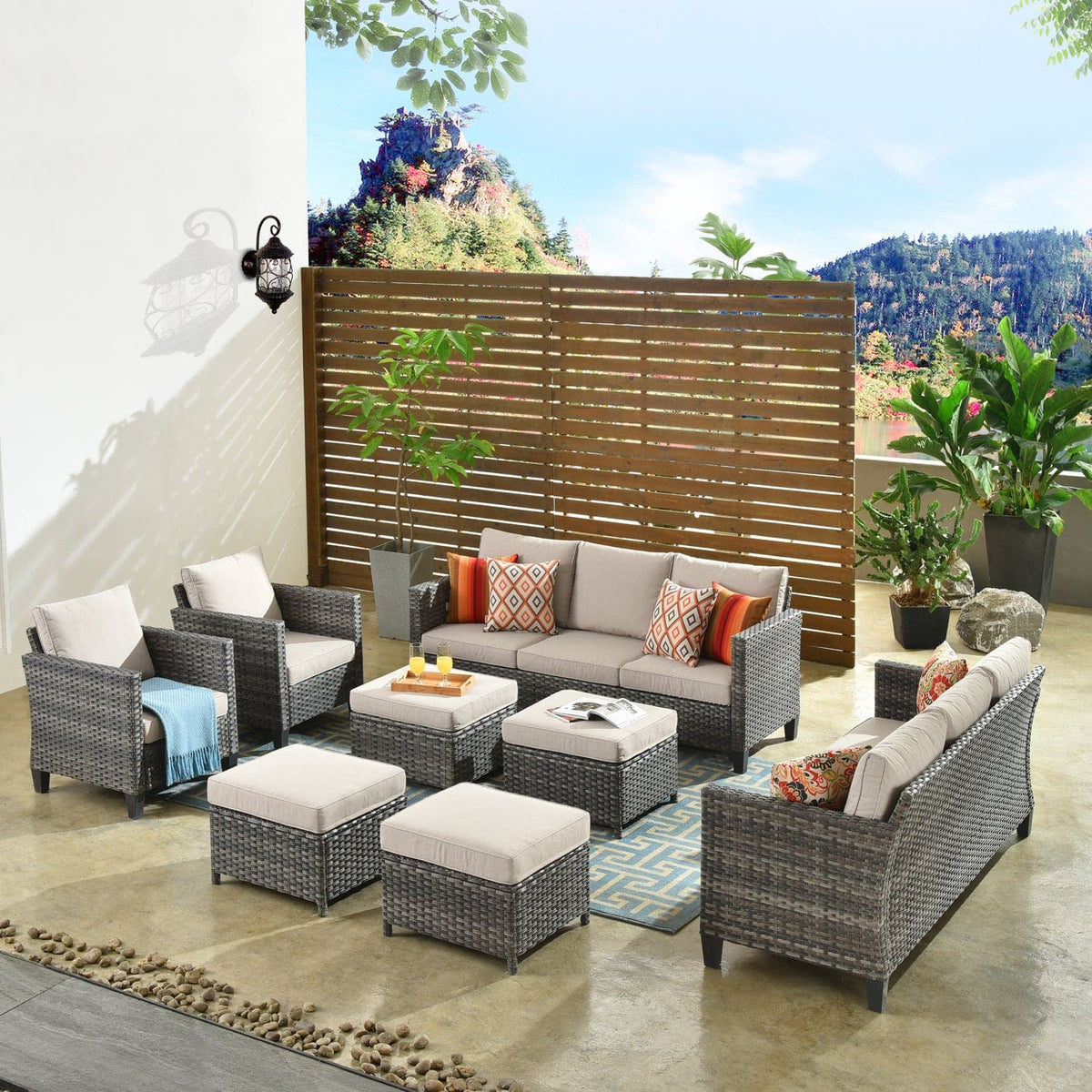#Color_Grey Wicker Beige Cushion