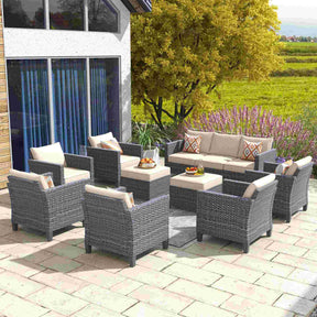Ovios Patio Conversation Set New Vultros 9-Piece High Back with Cushions