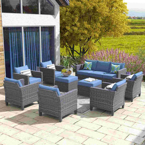 Ovios Patio Conversation Set New Vultros 9-Piece High Back with Cushions
