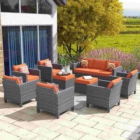 Ovios Patio Conversation Set New Vultros 9-Piece High Back with Cushions