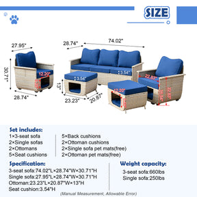 Ovios Patio Conversation Set 5 Pieces with Multifunctional Storage