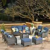 #color_Grey Wicker Denim Blue Cushion