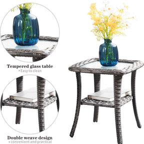 Ovios Outdoor Furniture 7-Piece with 30'' Fire Pit Table and Kenard 2 Rocking Chairs