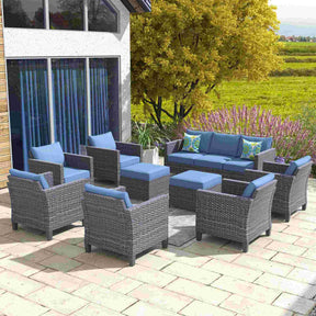 Ovios Patio Conversation Set New Vultros 9-Piece High Back with Cushions