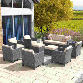 Ovios Patio Conversation Set New Vultros 9-Piece High Back with Cushions