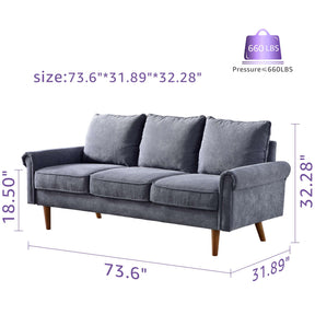Ovios Living Room 73.6'' Wide Suede or Line Fabric Sofa, 6 Colors