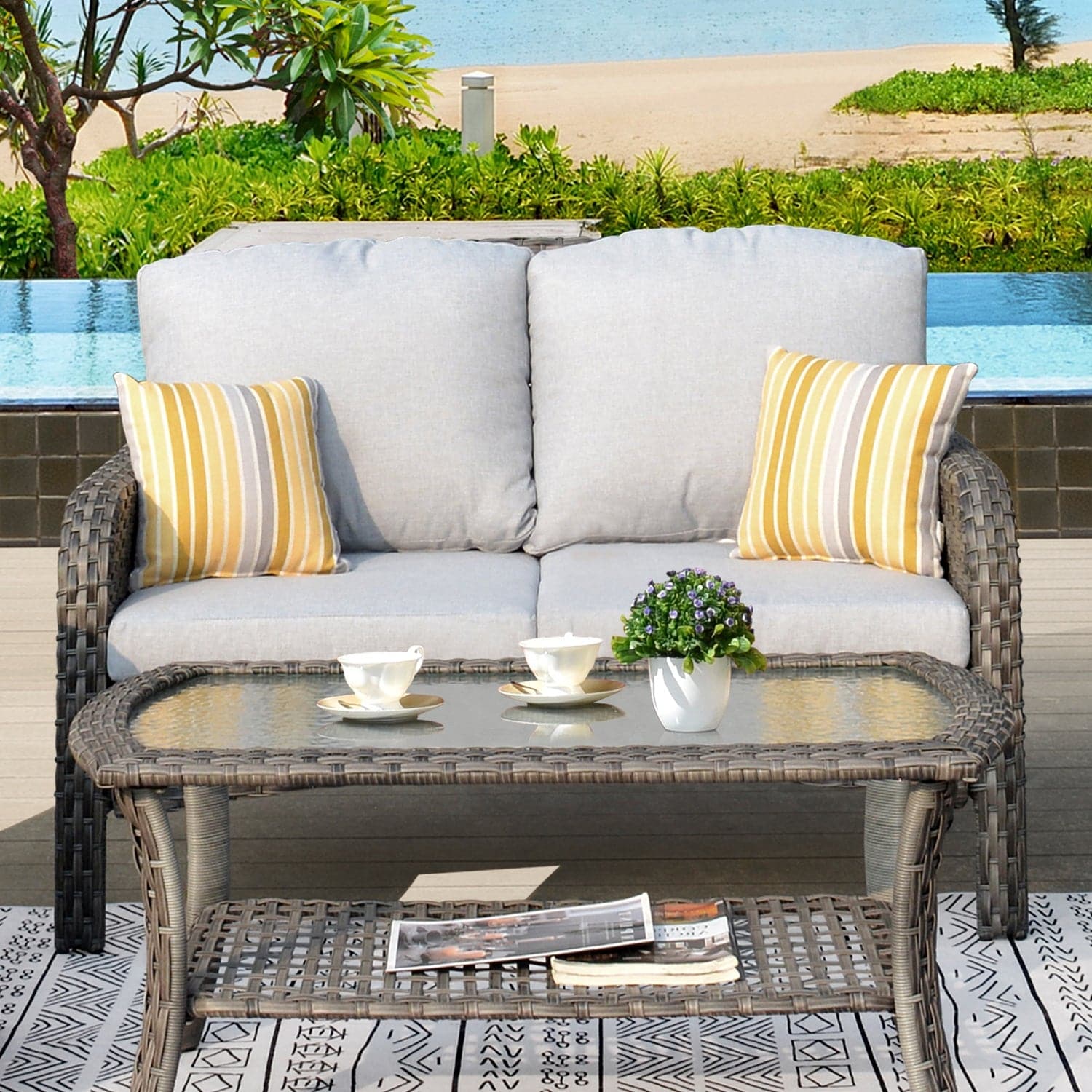 Ovios Patio Furniture Sets High Back 2-Piece