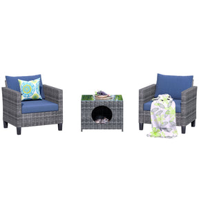 Ovios Patio Chairs New Vultros 3-Piece with Pet Table High Back Square Shape Armrest