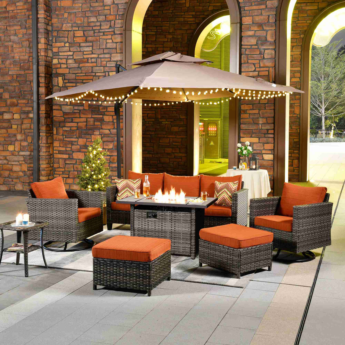 #color_Grey Wicker Orange Cushion