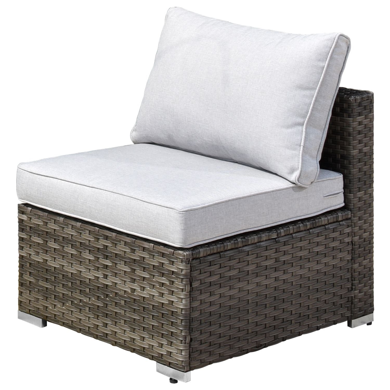 Ovios Outdoor Sectional Furniture 3-Piece with Two Armless Chair and Pet Table