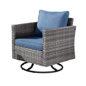 Ovios Patio Vultros 7-Piece Set With Swivel Chair and Rectangle 42'' Propane Fire Pit Table