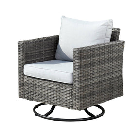 Ovios Patio Vultros 7-Piece Set With Swivel Chair and Rectangle 42'' Propane Fire Pit Table