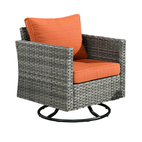 Ovios Patio Vultros 7-Piece Set With Swivel Chair and Rectangle 42'' Propane Fire Pit Table