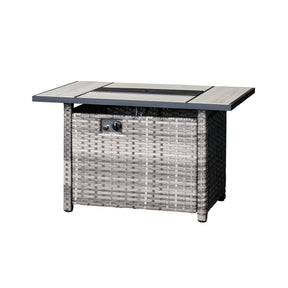 Ovios Patio Vultros 7-Piece Set With Swivel Chair and Rectangle 42'' Propane Fire Pit Table