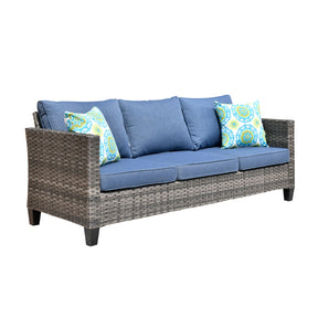 Ovios Patio Vultros 7-Piece Set With Swivel Chair and Rectangle 42'' Propane Fire Pit Table