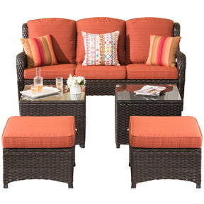 Ovios Patio Conversation Set 10-Piece with Rocking Chairs and Table Kenard