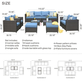 Ovios Patio Furniture Set Bigger Size 12-Piece, King Series, No Assembly Required