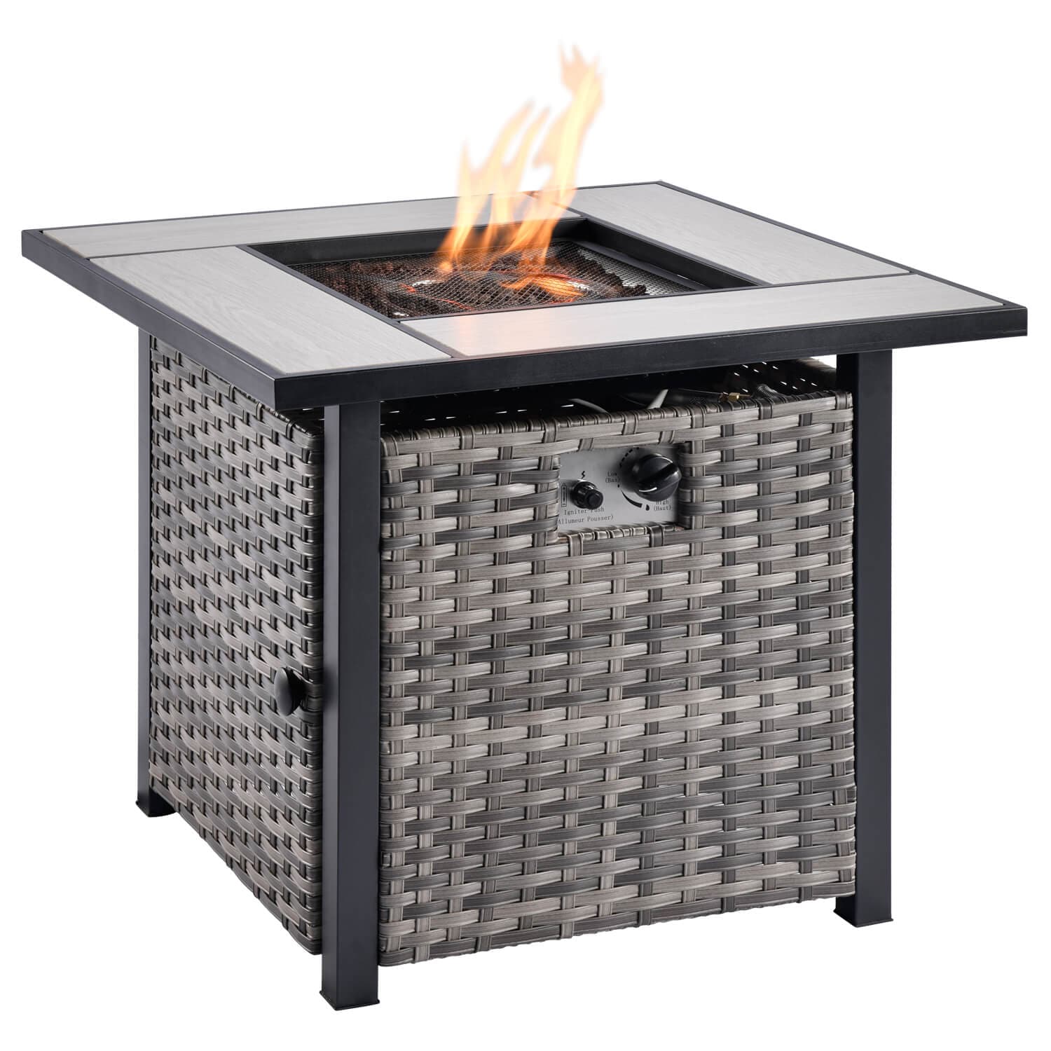 Ovios Patio Vultros 8-Piece Conversation Set with 30'' Propane Fire Pit Table