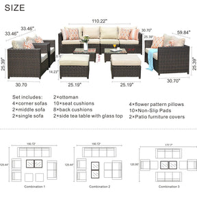 Ovios Patio Furniture Set Bigger Size 12-Piece, King Series, No Assembly Required