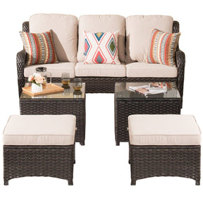 Ovios Patio Conversation Set 10-Piece with Rocking Chairs and Table Kenard