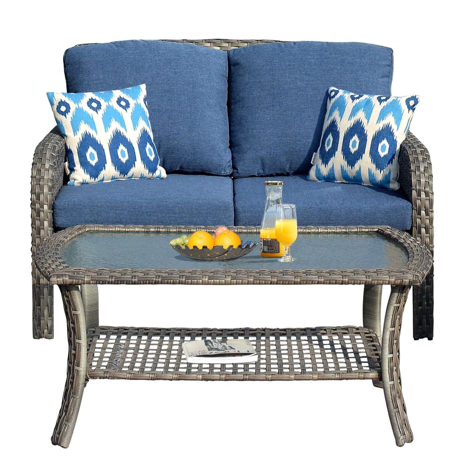 #color_Grey Wicker Denim Blue Cushion