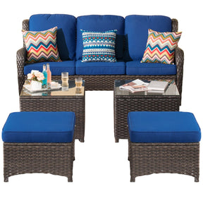 Ovios Patio Conversation Set 10-Piece with Rocking Chairs and Table Kenard