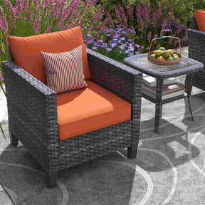 Ovios Patio Chairs New Vultros 3-Piece with Table High Back Square Shape Armrest
