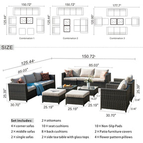 Ovios Patio Furniture Set Bigger Size 12-Piece, King Series, No Assembly Required