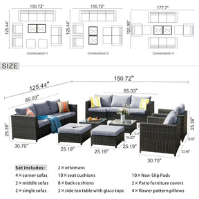 Ovios Patio Furniture Set Bigger Size 12-Piece, King Series, No Assembly Required